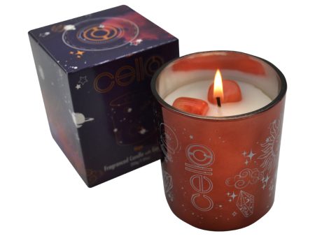 Cello - Gemstone Celestial Candle with Cherry Quartz Gem - Mystical Fruits Discount