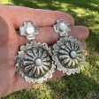 Sterling Silver Concho Earrings with Bezel Set Mother of Pearl Online now