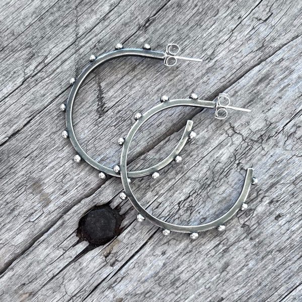 Silver Classic Big Hoop Earring with Beads For Discount