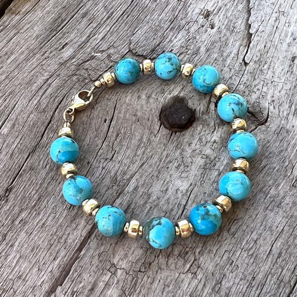 Turquoise Bracelet with 14k Gold Beads Discount