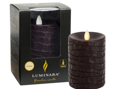 Luminara Indoor 3.0  x 7.9  Black Crocodile Embossed Candle Online Hot Sale