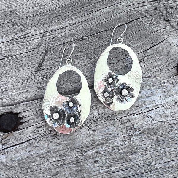 Sterling Silver Flower Garden Dangle Earrings For Cheap