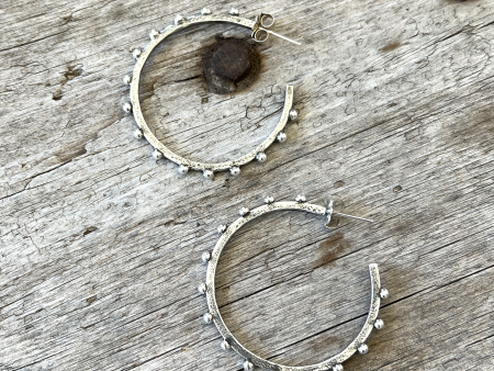 Argentium Silver Classic Hoop Earrings with Ancient Granulation Technique Online Hot Sale