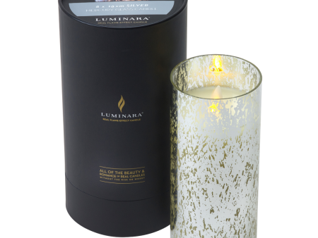 Luminara Indoor 3.0  x 5.0  Candle in Silver Mercury Glass For Sale