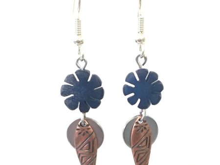 Blue Flower Dangle Earrings Sale