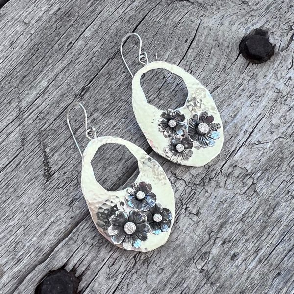 Sterling Silver Flower Garden Dangle Earrings For Cheap