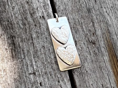 Silver Double Heart Dog Tag Pendant Cheap