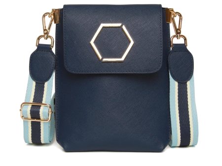 Alice Wheeler Brompton Honeycomb Cross Body Bag - Navy Online now