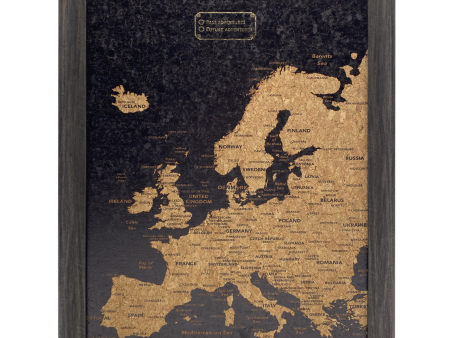 Splosh Travel Map - Europe Map - Small - Black Online now