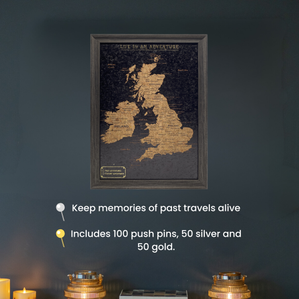 Splosh Travel Map - UK & Ireland Map - Small - Black Online Sale