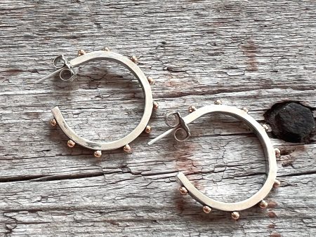 Silver Classic Hoop Earring with 18k Yellow Gold For Sale