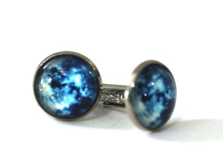 Blue Moon 16mm Glass Dome Cufflinks    Perfect Wedding Gift for Groom Online now