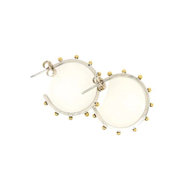 Silver Classic Hoop Earring with 18k Yellow Gold For Sale