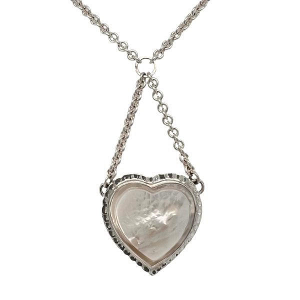 Mother of Pearl Heart Pendant Silver Necklace For Discount