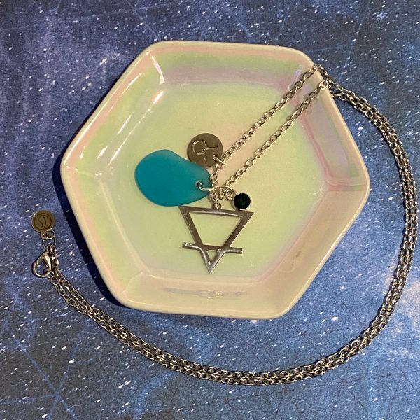 Taurus Constellation Necklace with Turquoise Sea Glass, Custom Birthstone, and Earth Element Fashion