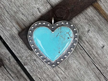 Big Heart Shaped Kingman Turquoise Pendant Fashion