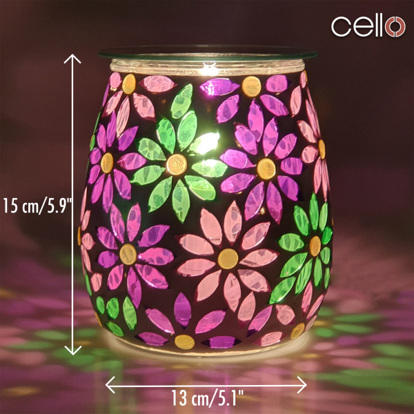 Cello Electric Wax Burner  Mosaic Glass - Pretty Petals Online now