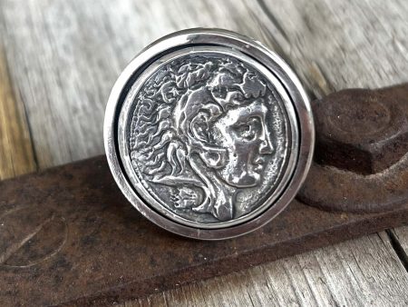 Silver Alexander the Great Coin Ring Discount