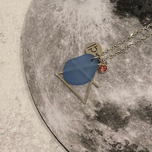 Libra Constellation Necklace with Blue Sea Glass, Custom Birthstone, and Air Element Online Sale