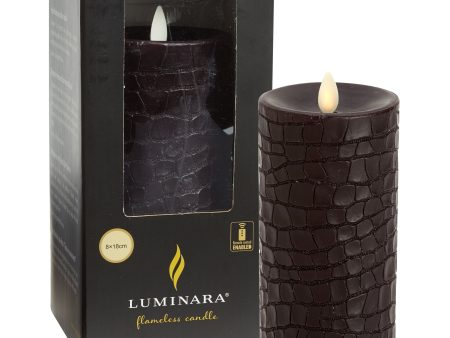 Luminara Indoor 3.0  x 6.0  Black Crocodile Embossed Candle Online Sale