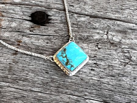 Turquoise Necklace with Petite Rectangular Kingman Pendant Hot on Sale