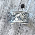 Sterling Tooled Leather Cuff Bracelet Online now