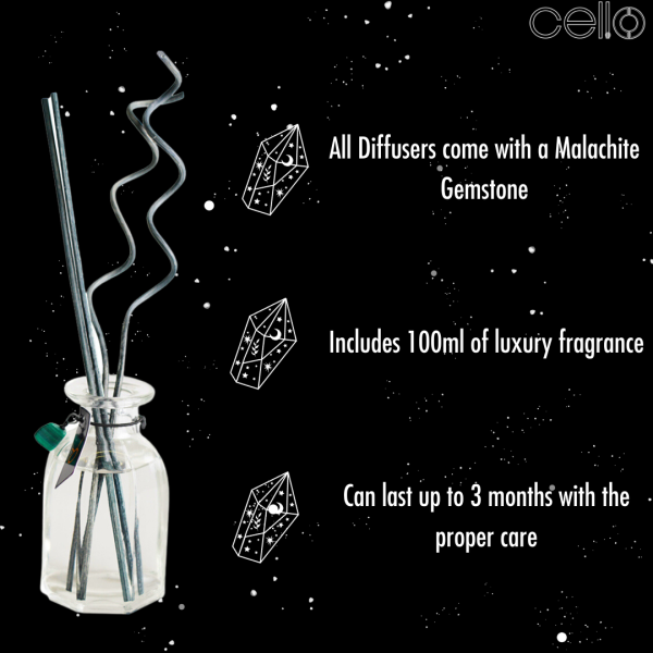 Cello Zodiac Reed Diffuser - Taurus with Malachite - Radiant Flora Online Sale