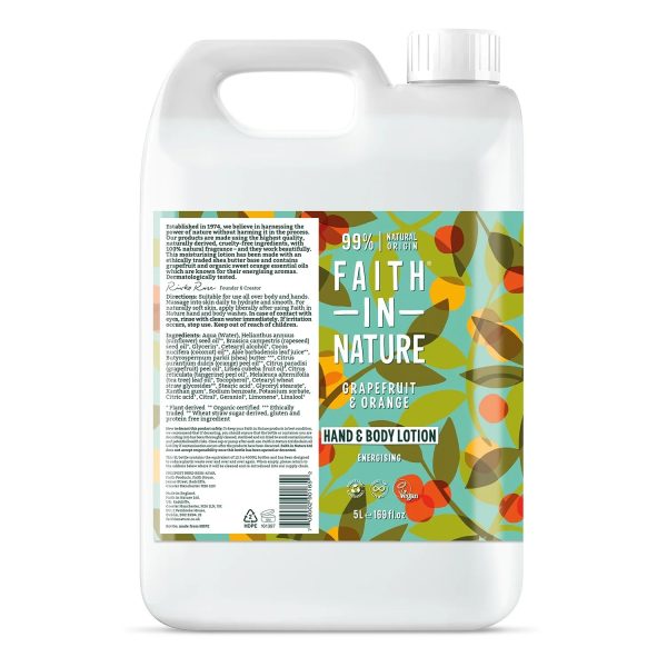 Faith In Nature Grapefruit & Orange Hand & Body Lotion Refill 5L Online now