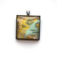 Tokyo Vintage Map Small Square Pendant Online now