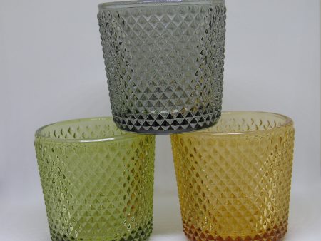 Retro Votive Holder - Assorted Colours - Olive, Amber, Grey (3 Pack) Discount