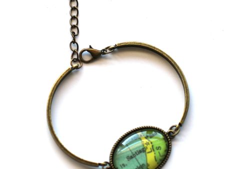 Santiago Chile Vintage Map Bracelet Supply