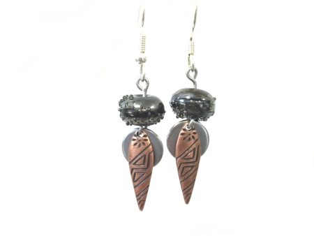 Black As Coffee Glass Dangle Earrings Supply