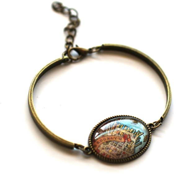 Brooklyn New York Vintage Map Bracelet Cheap