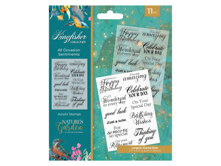 Nature s Garden - Kingfisher Collection - Clear Acrylic Stamps - All Occasion Sentiments Sale