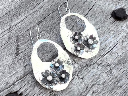 Sterling Silver Flower Garden Dangle Earrings For Cheap