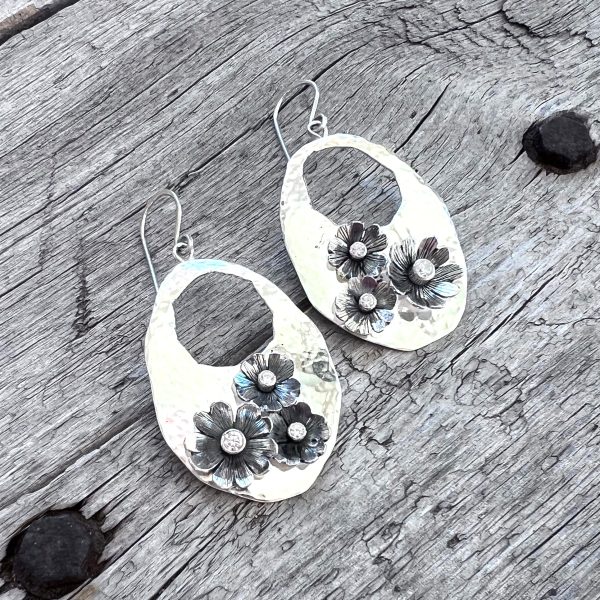 Sterling Silver Flower Garden Dangle Earrings For Cheap