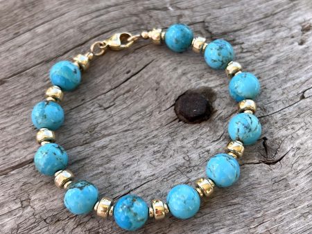 Turquoise Bracelet with 14k Gold Beads Discount