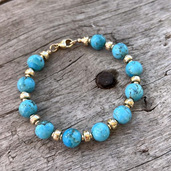 Turquoise Bracelet with 14k Gold Beads Discount