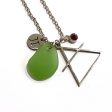 Gemini Constellation Necklace with Green Sea Glass, Custom Birthstone, and Air Element For Sale