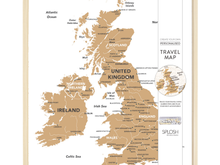 Splosh Travel Map - UK Map - Desk - White For Discount