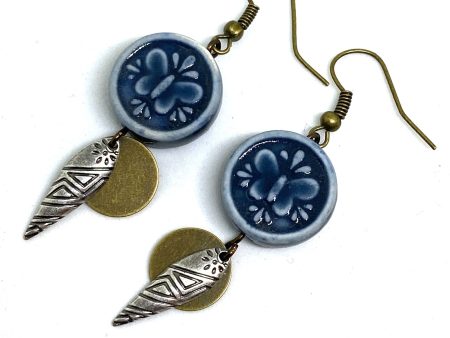 Blue Butterfly Simple Dangle Earrings For Sale