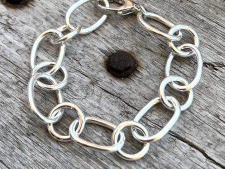 Silver Big Oval and Circle Link Bracelet Online Sale