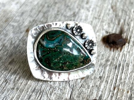 Green Druzy Teardrop Sterling Silver Ring Discount