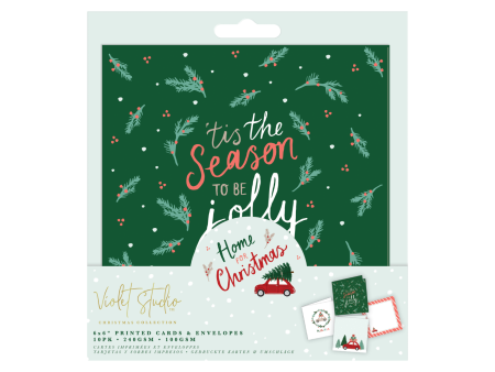 6  x 6  Printed Christmas Cards and Envelopes - 10 Pack - Violet Studio For Cheap