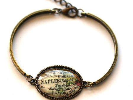 Naples Italy Vintage Map Bracelet Online Sale