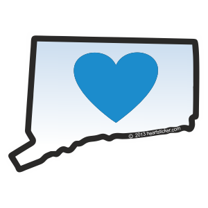 CT Heart in Connecticut Sticker For Sale