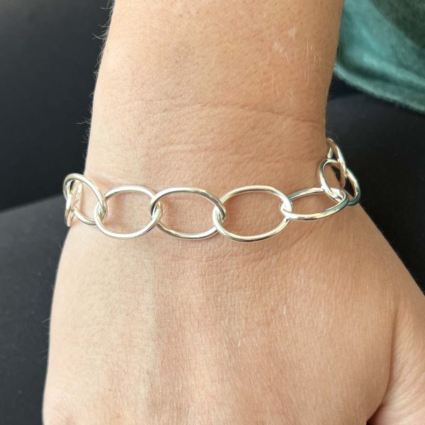 Silver Oval Link Bracelet Hot on Sale