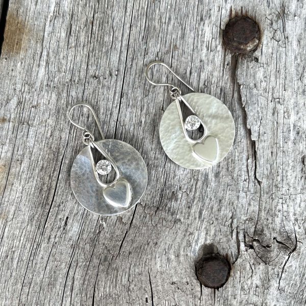 Silver Heart Dangle Earrings Online