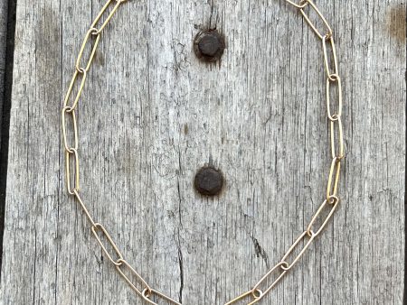 14k Gold Paperclip Chain Styled Necklace, 19  For Sale