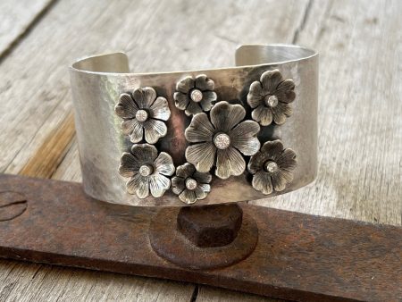 Sterling Silver Flower Garden Cuff Bracelet Online Sale